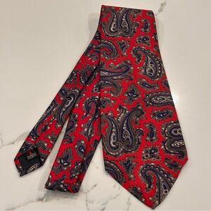 Vintage Robert Talbott for Tearney’s Silk Red Blue Paisley Mens Neck Tie